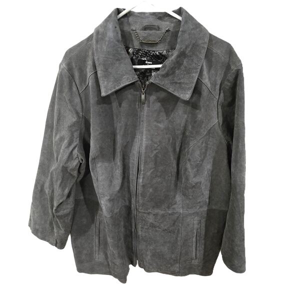 Dennis Basso Size 2XL Women's Suede Gray Leather Jacket - Picture 1 of 11